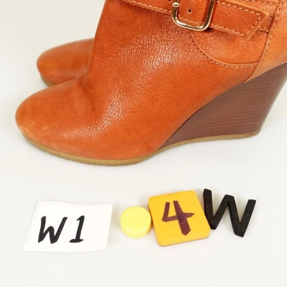 Y2K J Crew Womens Wedge Boots‎ 8.5 Brown Western Boho Indie Leather Booties